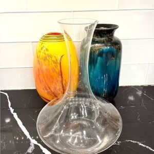 Glass Decanter with Colorful Vases